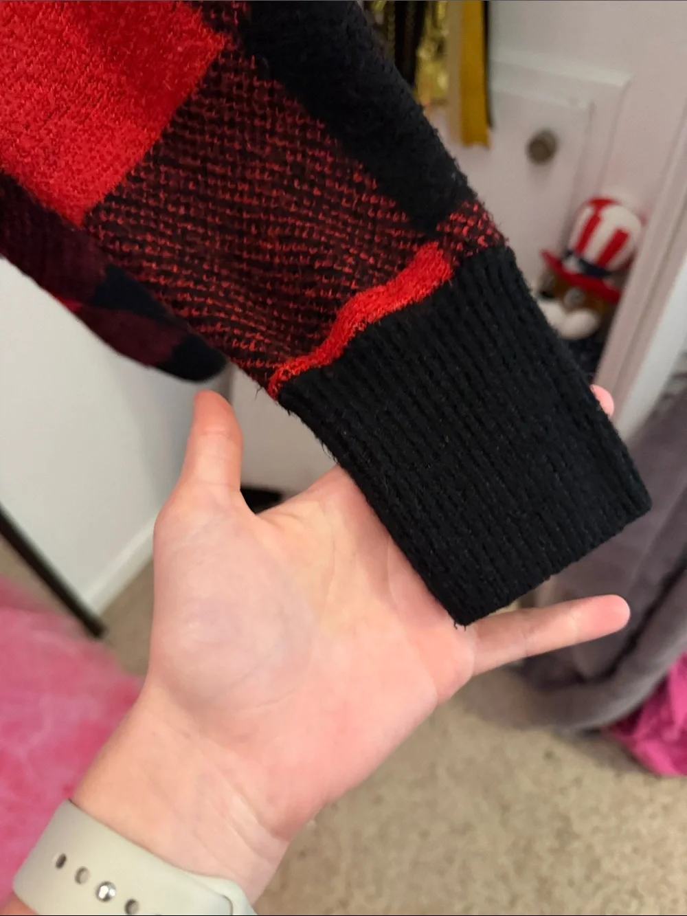 Old Navy Red and Black Buffalo Check Kids Open-Front Cardigan